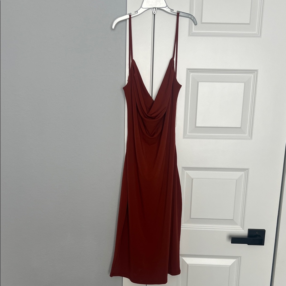 Elegant Red Draped Dress